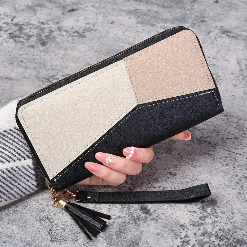 Portefeuille Long Femme Cuir PU Fermeture Éclair — Porte-Monnaie & Cartes, Pratique