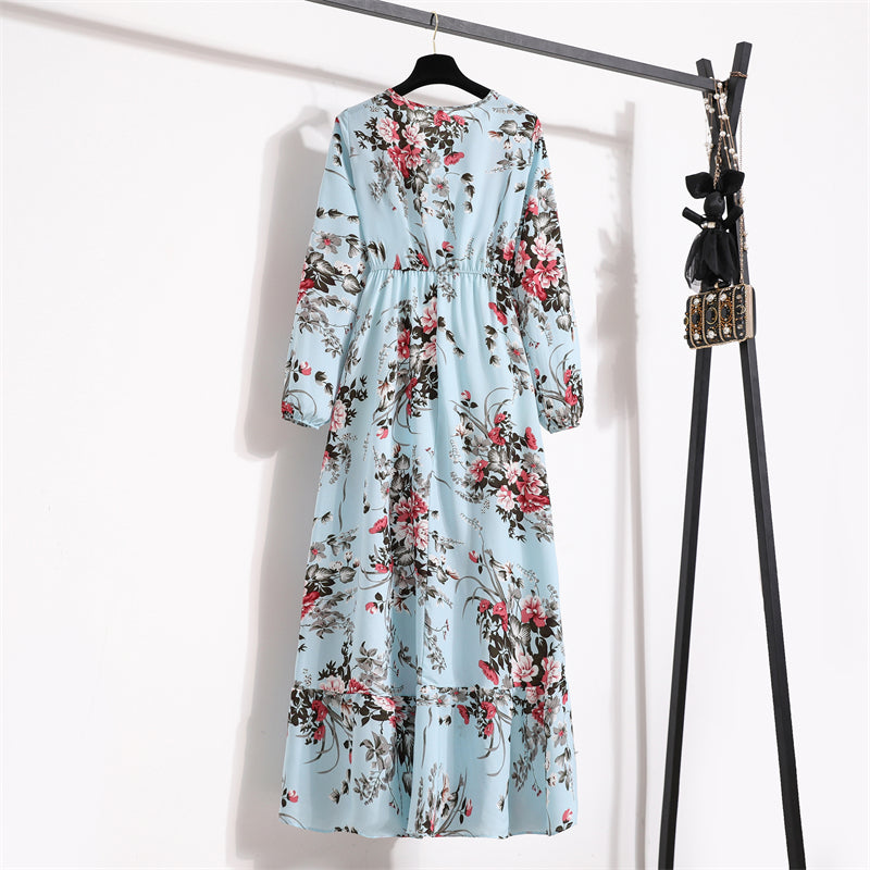 Robe Maxi Femme Été — Imprimé Floral Manches Longues Plage & Soirée