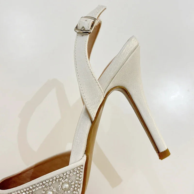Escarpins Cristal Boucle Femme — Bout Pointu, Talon Fin, Mules Banquet Soirée