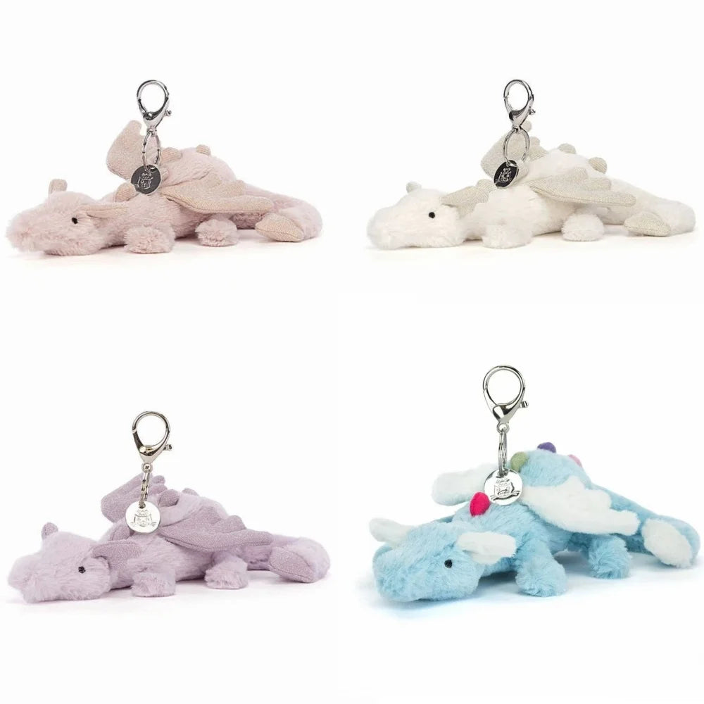 Porte-clés Peluche Dragon JC Sky — Dragon Blanc, Violet, Bleu ou Rose, Cadeau Fille