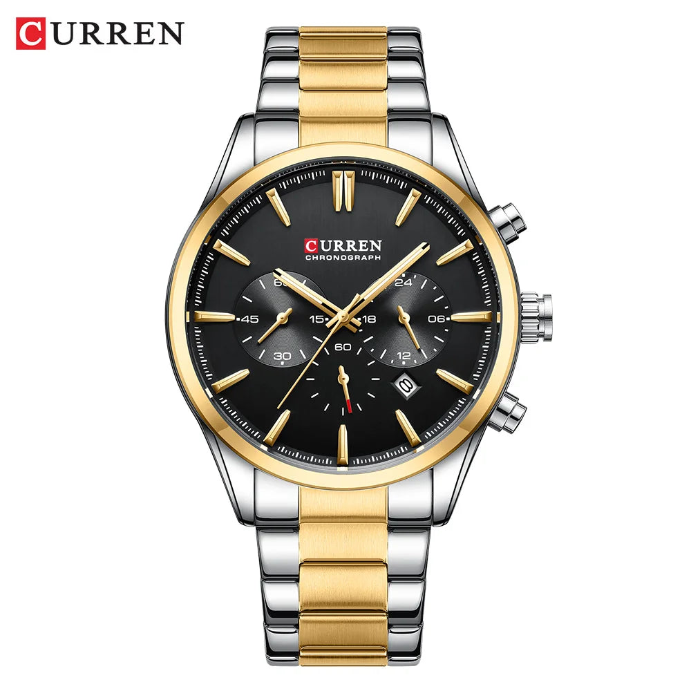 Montre Homme CURREN Multifonction Quartz — Date Automatique, Bracelet Acier Inoxydable