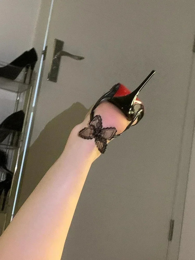 Sandales Femme Dentelle Nœud Talon Fin — Bout Ouvert, Sexy, Soirée & Banquet