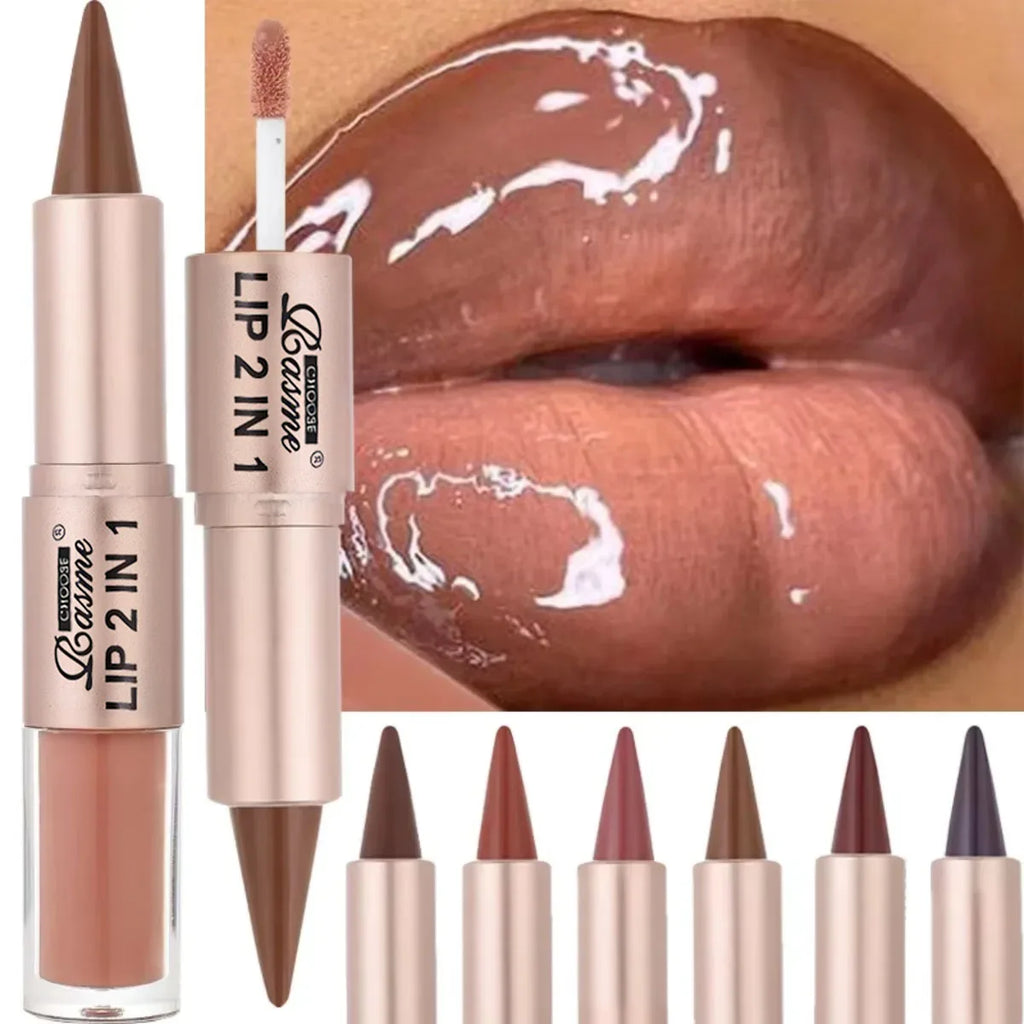 Crayon Contour Lèvres 2en1 Dégradé — Lip Liner Waterproof Mat & Gloss Miroir