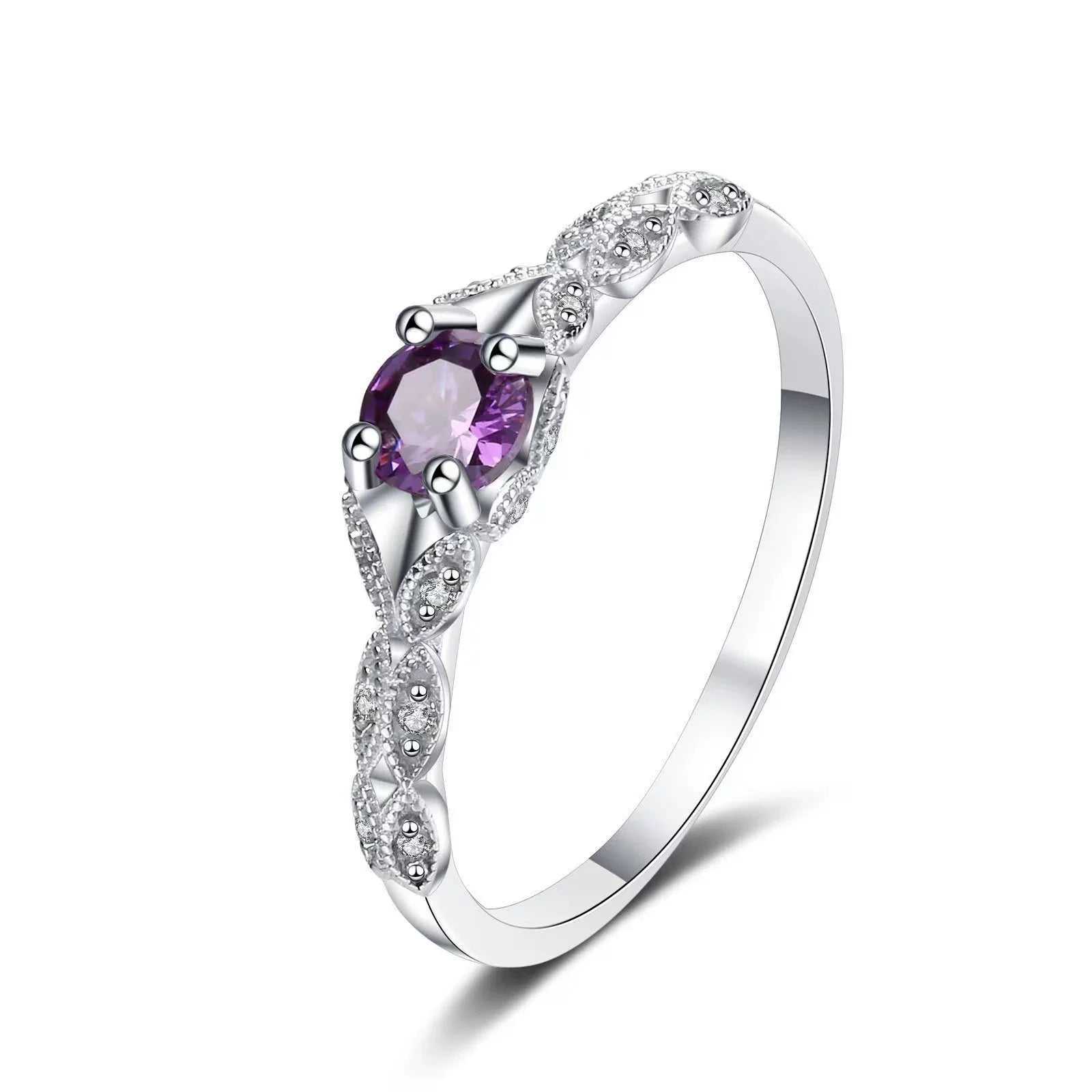 Bague Femme Amethyste Zircon Luxe Léger — Pierre Précieuse, Style Europe & Amérique