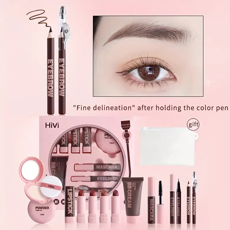 Coffret Maquillage 9 Pièces — Rouge à Lèvres, Poudre, Cadeau Saint-Valentin