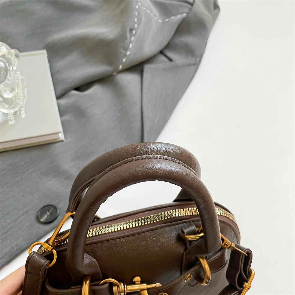 Mini Sac Coquille Femme Luxe — Boucle Ceinture, Petit Sac Épaule Bandoulière Designer