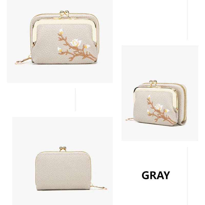 Portefeuille Court Femme Cuir PU Floral — Grande Capacité, Porte-Monnaie & Cartes