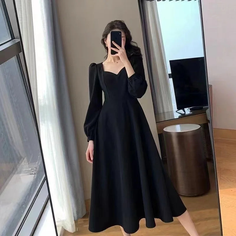 Robe Soirée Manches Bouffantes Taille Haute — Élégante, Mariage & Nouvel An Femme