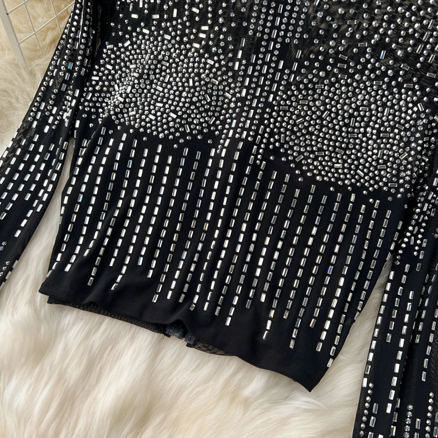 Ensemble Femme Manches Longues Sequins & Franges — Jupe Longue Tendance 2024
