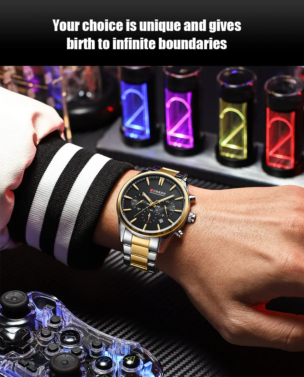 Montre Homme CURREN Multifonction Quartz — Date Automatique, Bracelet Acier Inoxydable