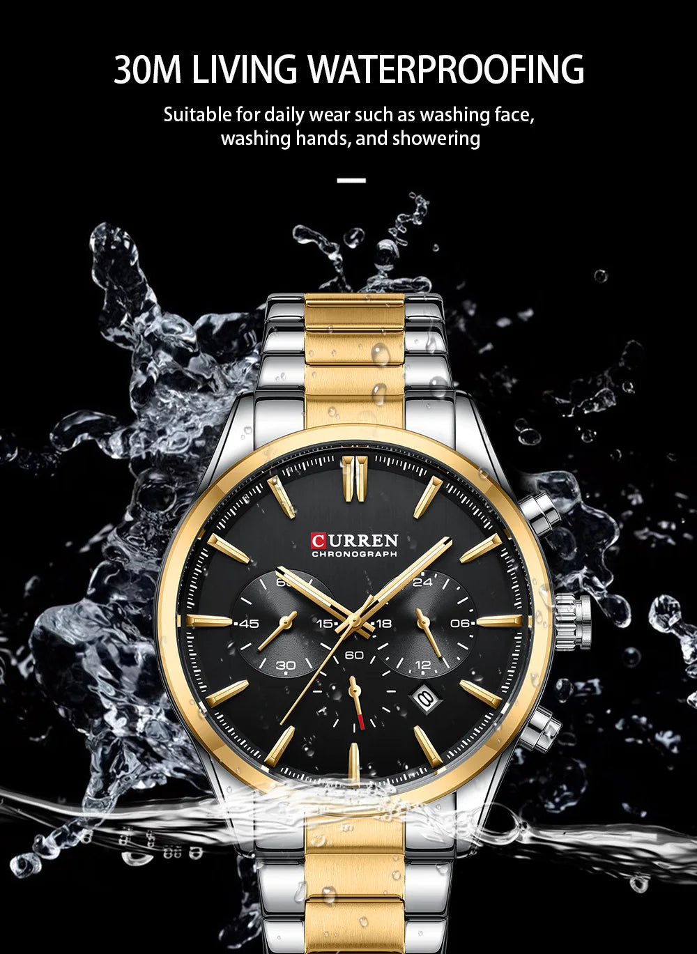Montre Homme CURREN Multifonction Quartz — Date Automatique, Bracelet Acier Inoxydable