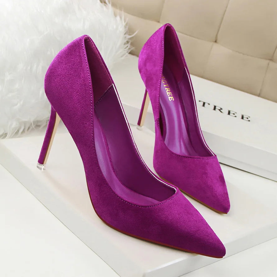 Escarpins Femme 9cm Jaune Bordeaux — Suède, Grande Taille, Mariage Prom