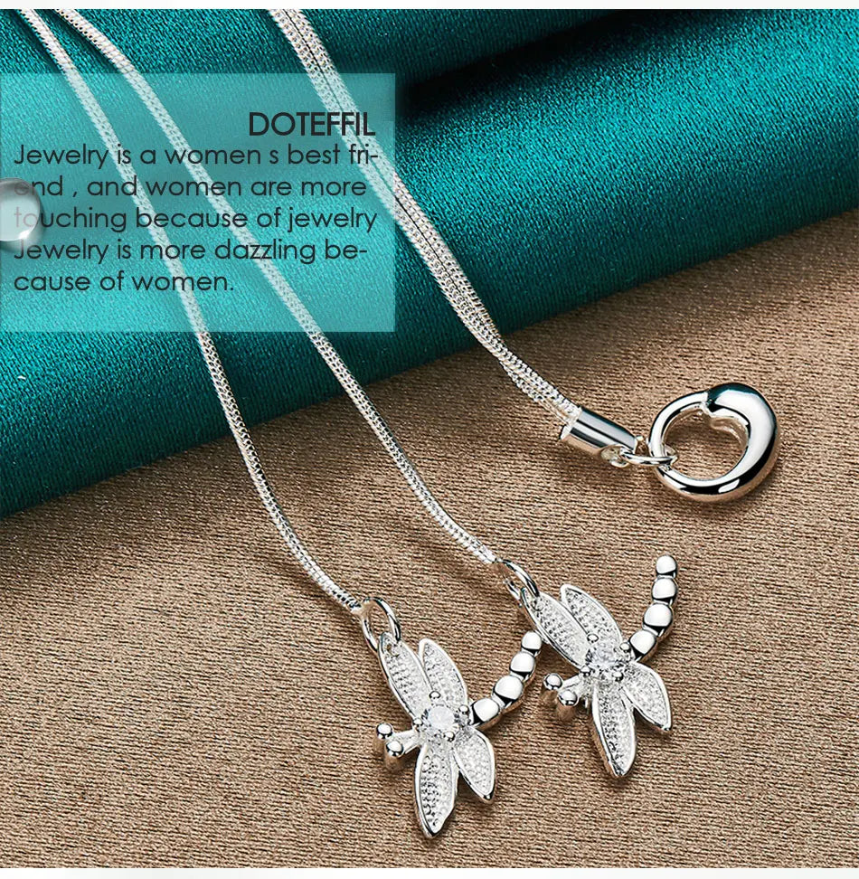 DOTEFFIL Collier Pendentif Libellule Argent 925 — Chaîne Serpent, Mariage & Fiçailles