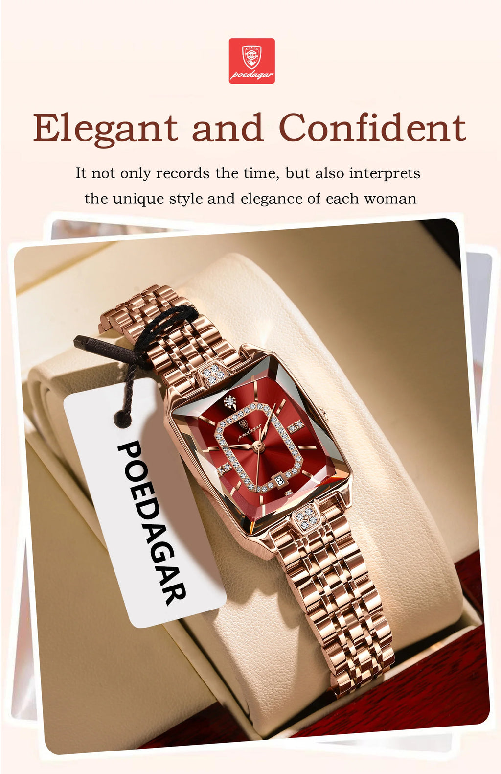 Montre Femme POEDAGAR Luxe Quartz — Acier Inoxydable, Étanche, Date, Fashion