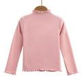 T-Shirt Fille Manches Longues Automne-Hiver — Bord Champignon Couleur Unie