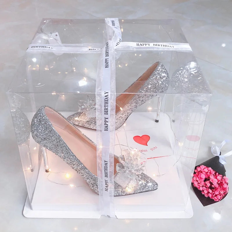 Escarpins Fille Strass Talon Haut Princesse — Noeud Doux, Stiletto, Cadeau Anniversaire