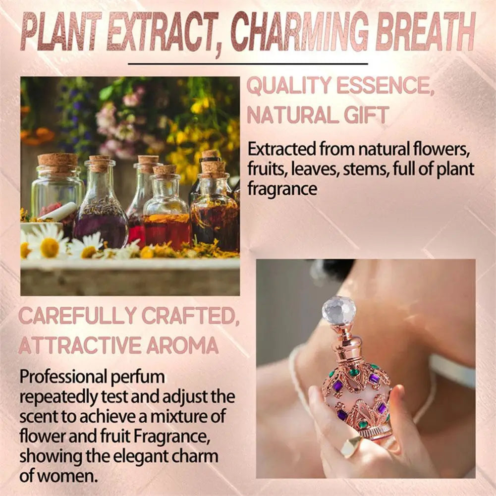 Parfum Arabe Femme 15ml — Bouquet Floral Rose & Jasmin, Phéromones, Longue Durée