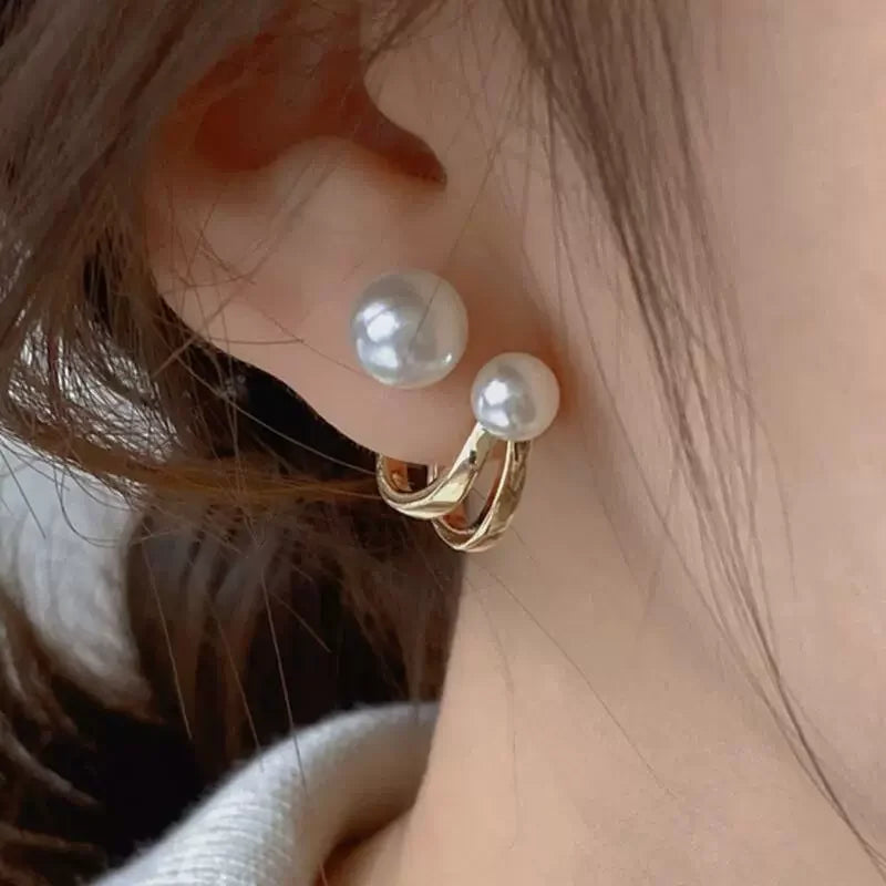 Boucles d'Oreilles Clou Perle Irrégulière Coréenne — Doré, Tendance, Cadeau