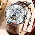POEDAGAR Montre Automatique Homme Luxe — Tourbillon, Acier, Date & Semaine, Étanche