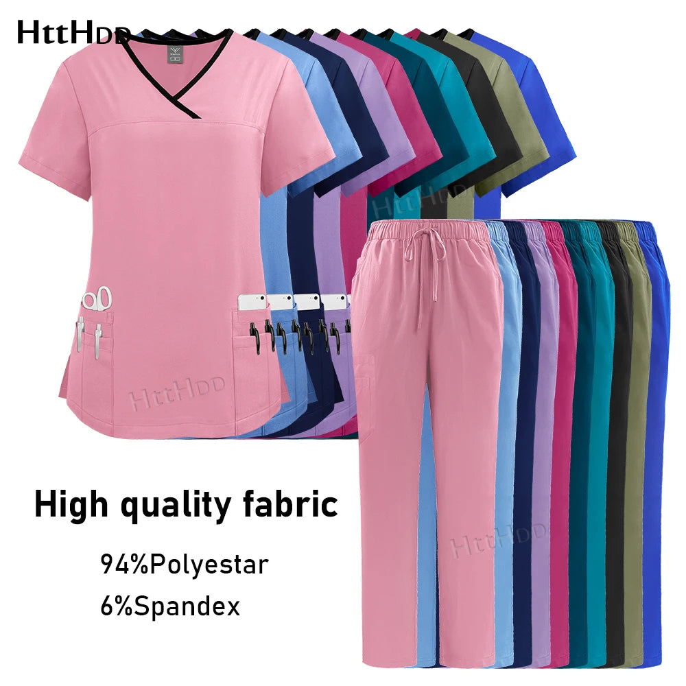Tenue Médicale Femme — Blouse + Pantalon Infirmière, SPA, Dentaire, Chirurgicale