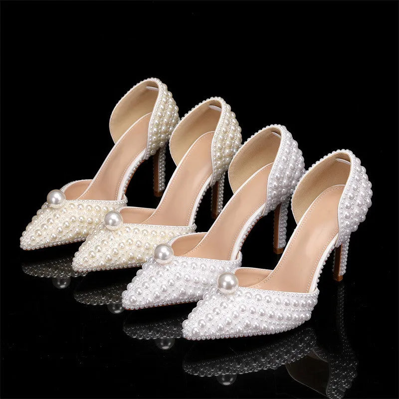 Escarpins Femme Luxe Perles Intégrales — Bout Pointu, Talon Fin, Mariage & Prom