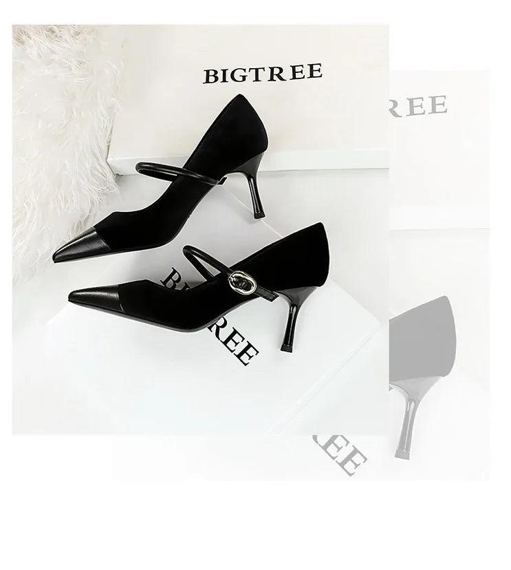 Escarpins Femme Bout Pointu Stiletto BIGTREE — Suède, 7cm 10cm, Grande Taille 43