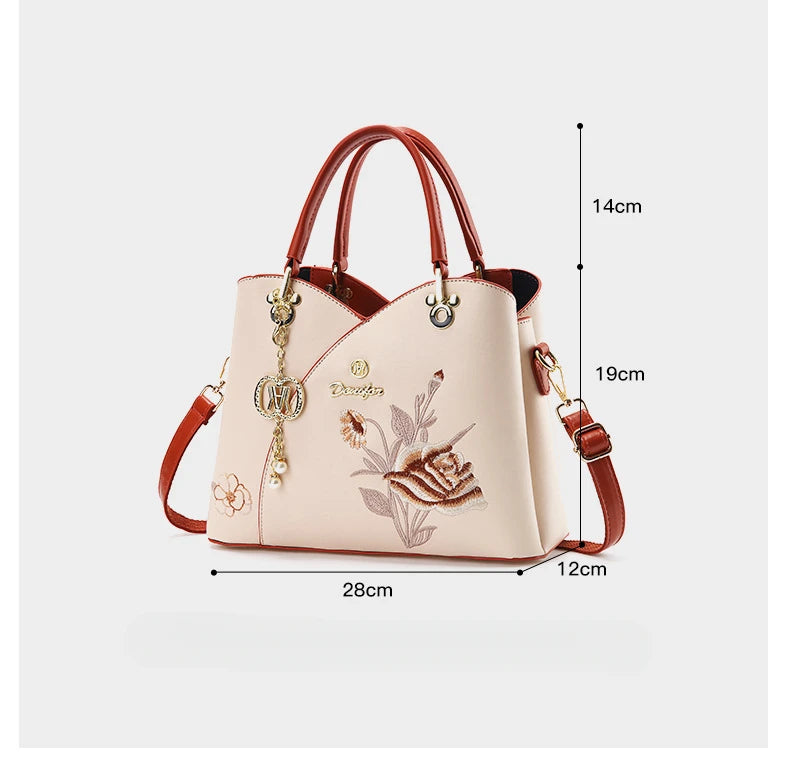 Sac Tote Bag Brodé Œillet – Cadeau Fête des Mères & Anniversaire Maman