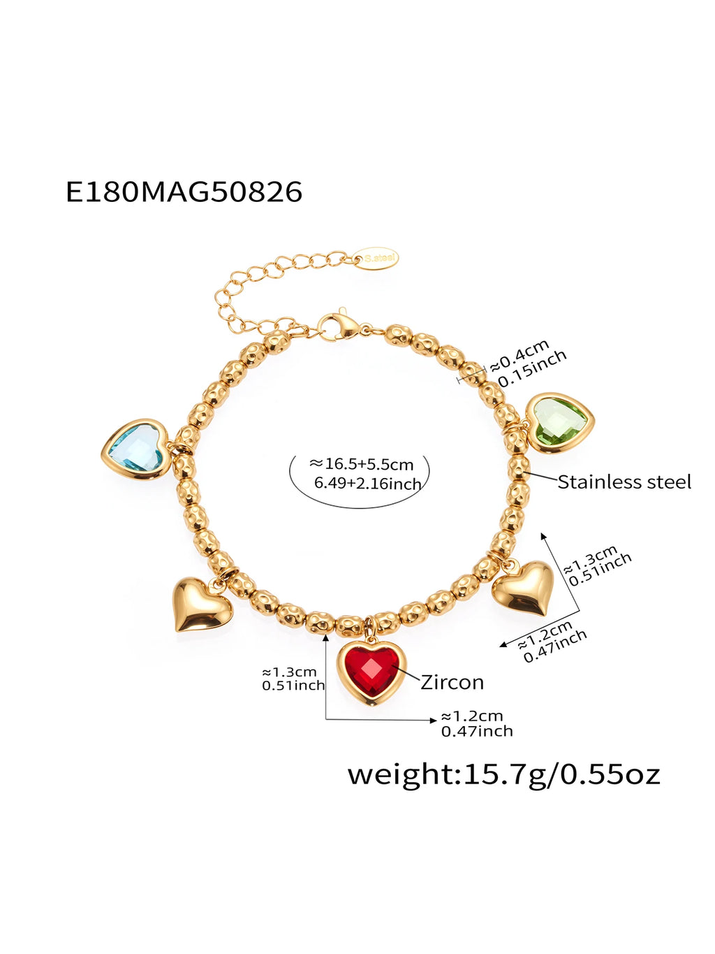 Nivora Bracelet Femme Acier Inoxydable Perles & Pendentif Cœur — Bijou Mariage Élégant