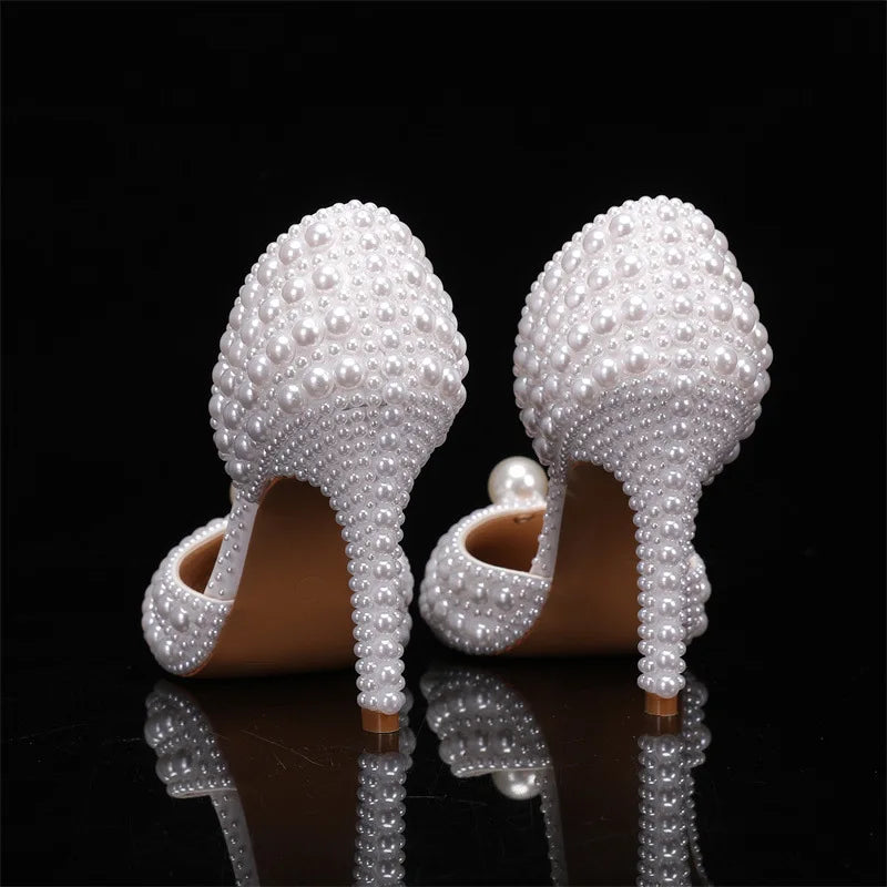 Escarpins Femme Luxe Perles Intégrales — Bout Pointu, Talon Fin, Mariage & Prom