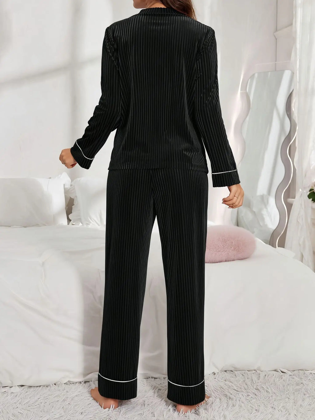 Nuisette Femme Pyjama Hiver — Tenue d'Intérieur Confortable, Ensemble Maison