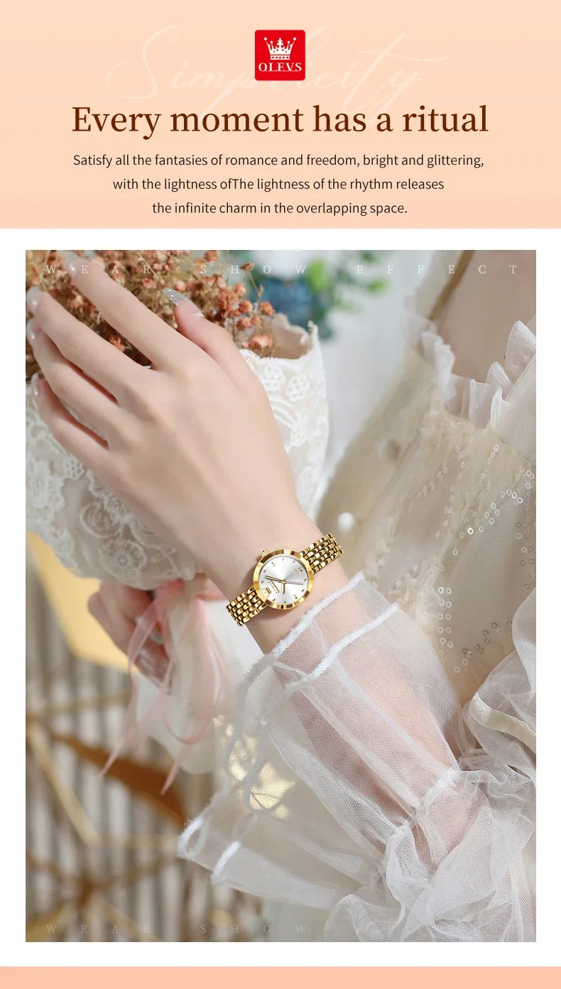 Montre Femme OLEVS 9992 Luxe Or Quartz — Étanche, Élégante, Relojes Para Mujer