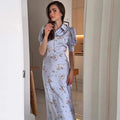 Robe Midi Imprimée Col V Profond — Manches Bouffantes, Taille Haute, Soirée 2026