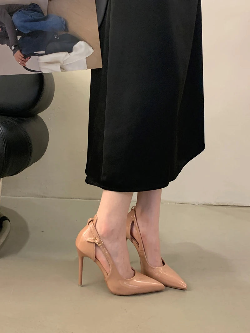 Escarpins Bordeaux Talon Aiguille 11cm — Cuir Verni Noir, Stiletto Chic, Soirée