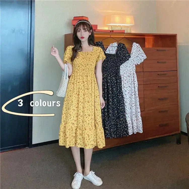 Robe Mini Femme Fleurie Plissée 2025 — Manches Courtes, Dos Nu, Décontractée