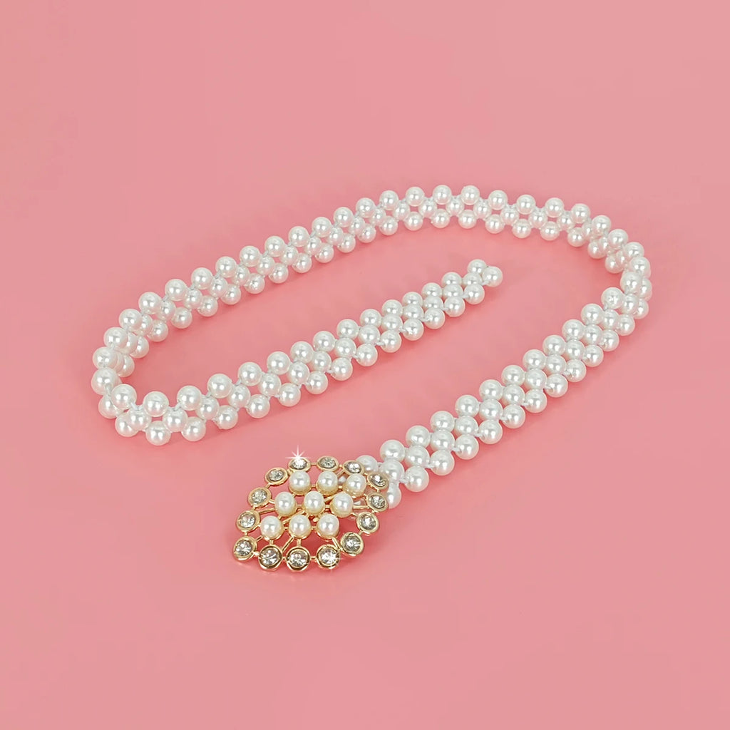Ceinture Femme Chaîne de Taille Perles — Élastique Strass Décoration