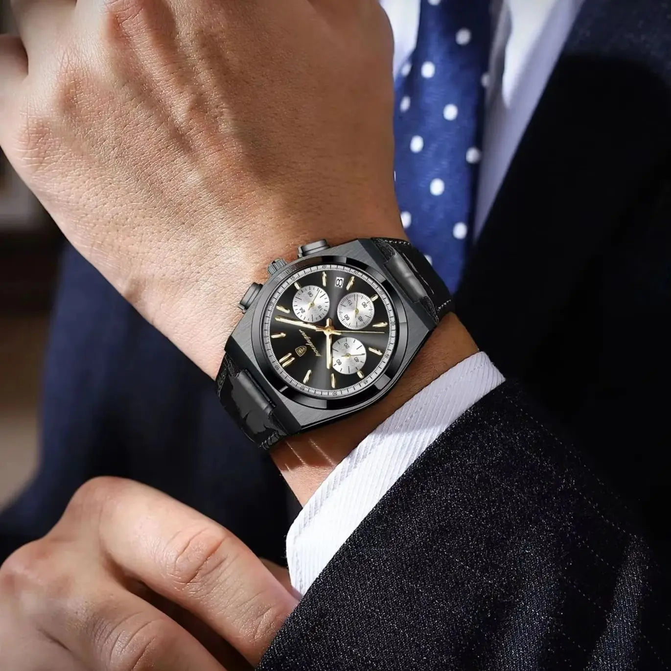 Montre Homme POEDAGAR Business Quartz — Étanche, Lumineux, Chronographe, Date, Sport