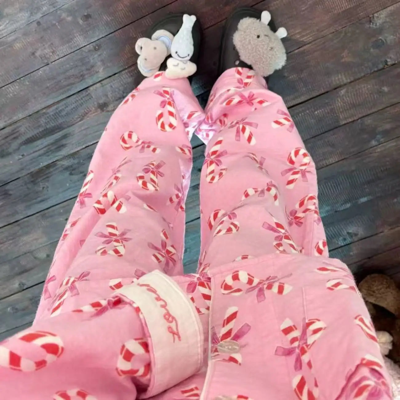 Ensemble Pyjama Femme Coton — Imprimé Cartoon Mignon, 2 Pièces, Manches Longues, Automne