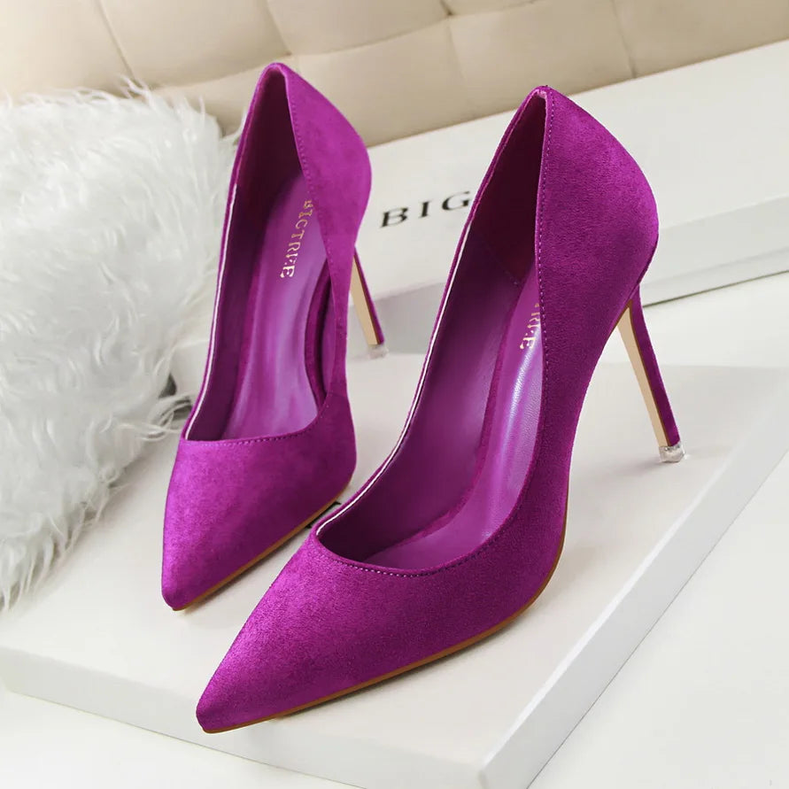 Escarpins Femme 9cm Jaune Bordeaux — Suède, Grande Taille, Mariage Prom