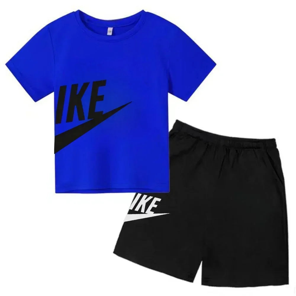 Ensemble 2 pièces enfant mixte – T-shirt & short imprimé marque luxe sport, jogging été