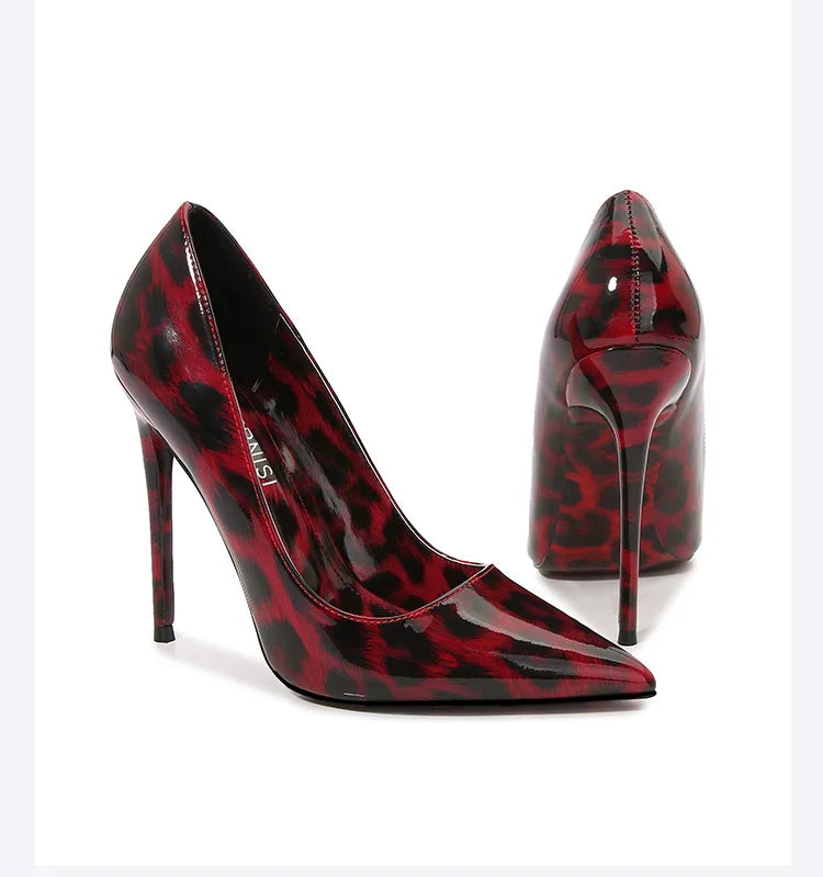 Escarpins Léopard Talon Aiguille 12cm — PU Cuir, Bout Pointu, Soirée Grande Taille 35-46