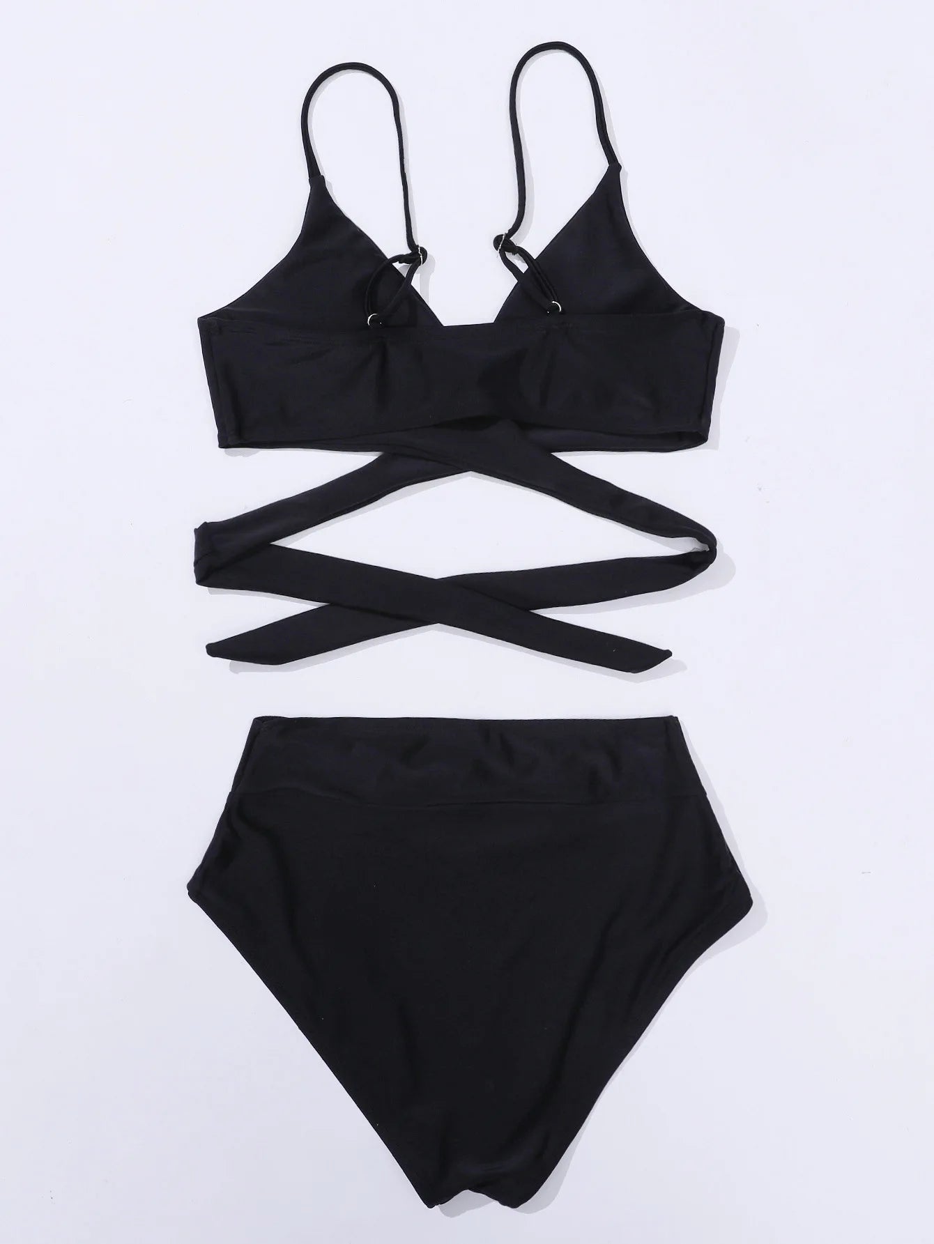 Bikini 2 Pièces Uni Noir 2023 — Bretelles Confortables, Maillot de Bain Femme Tendance