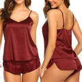 Pyjama Femme Soie Satin Lingerie — Camisole & Short, Confortable Luxe