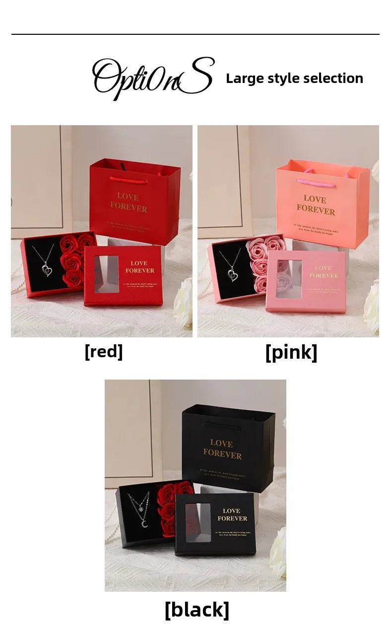 Coffret Cadeau Fête des Mères avec 6 Roses Savon & Boîte Bijoux Romantique