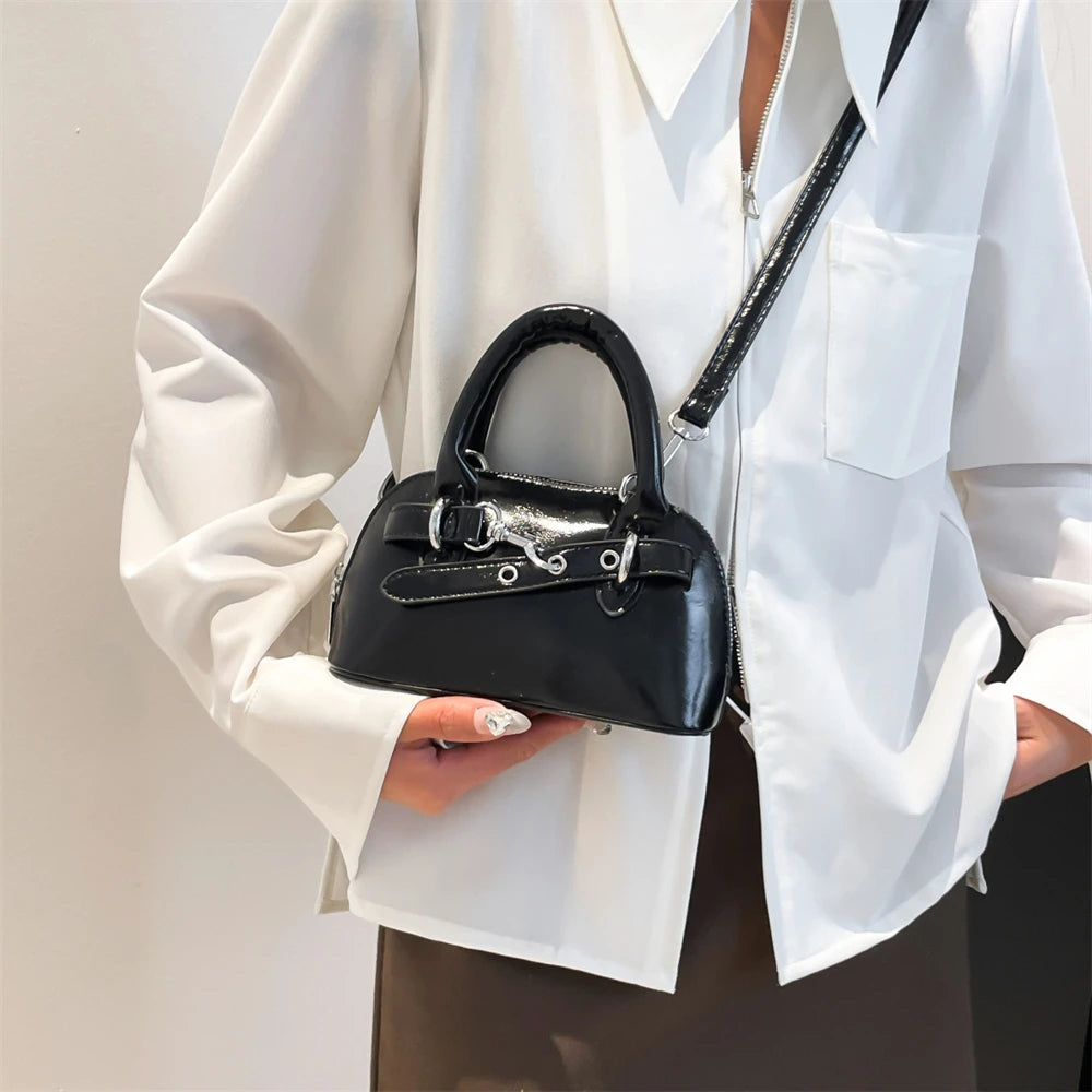 Mini Sac Coquille Femme Luxe — Boucle Ceinture, Petit Sac Épaule Bandoulière Designer