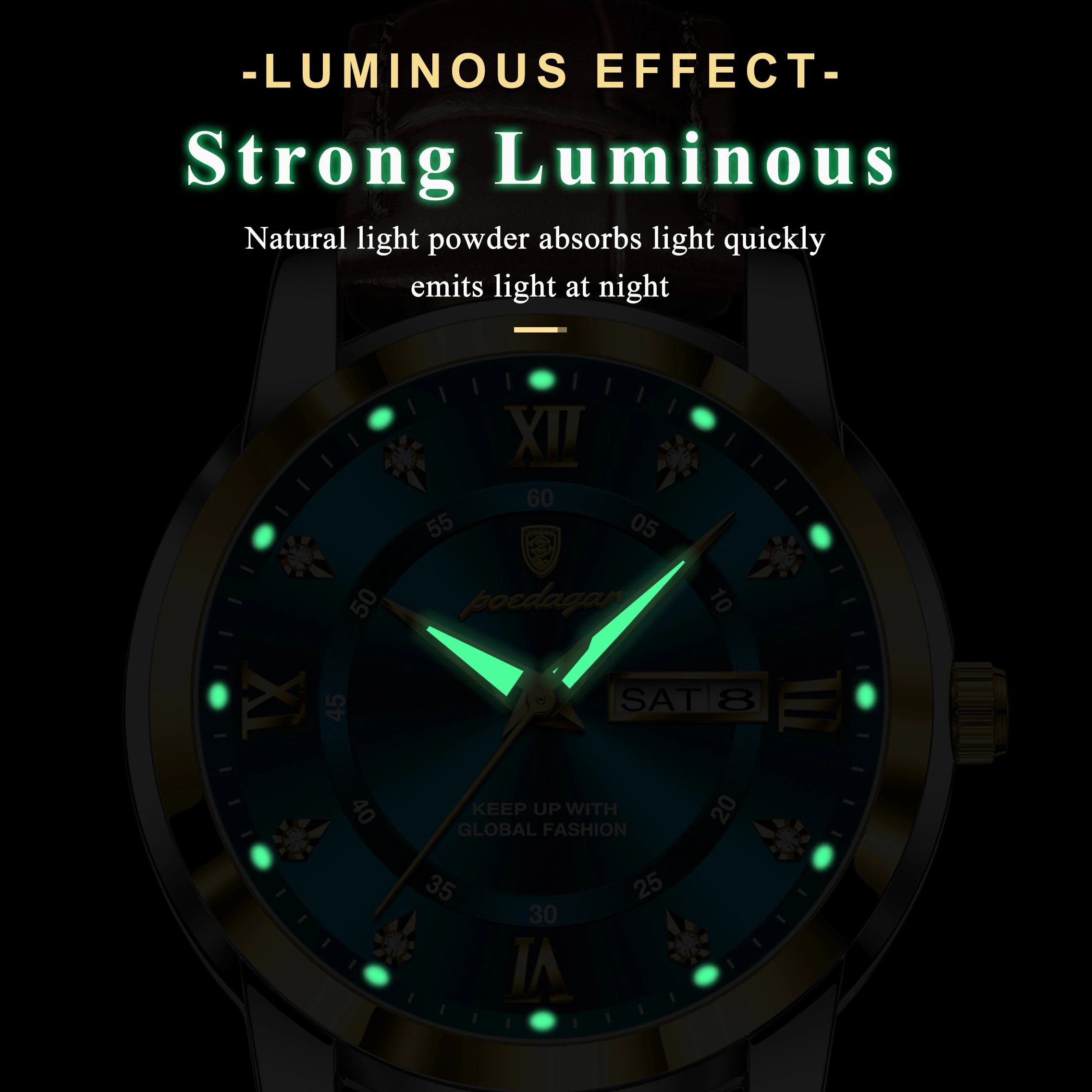 POEDAGAR Montre Homme Cuir Luxe — Quartz Élégant, Bracelet Cuir, Top Qualité