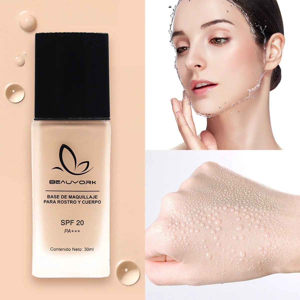 Fond de Teint Femme SPF20 PA+++ Full Coverage Mat Longue Tenue Beauyork