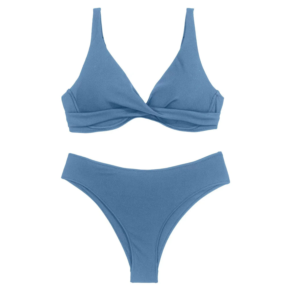 Bikini 2 Pièces Femme Uni 2025 — Maillot de Bain Sexy, Plage & Vacances