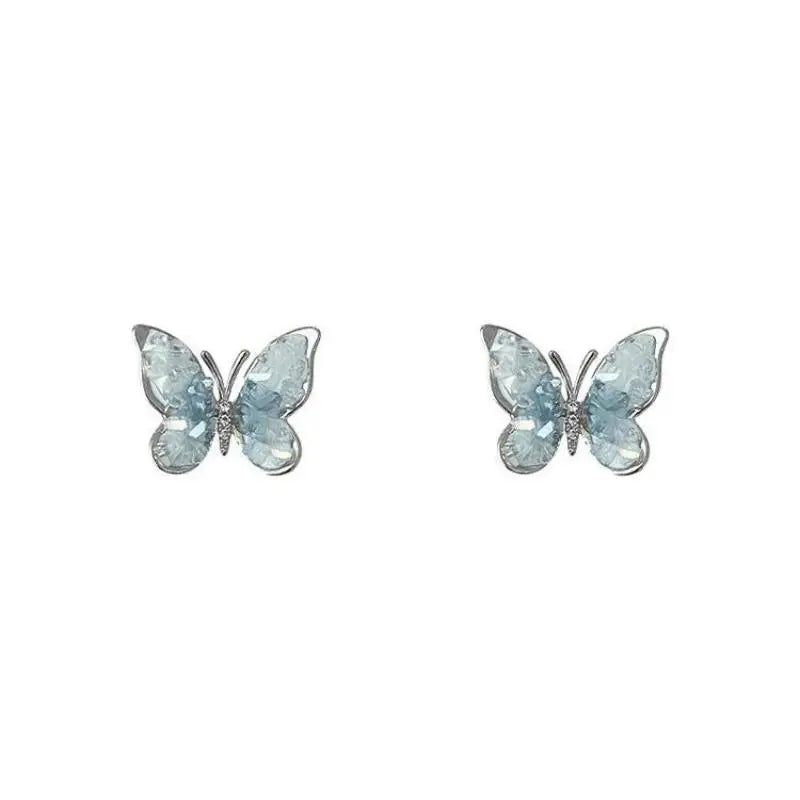 Boucles d'Oreilles Papillon Cristal Fleur Coréennes — Luxe Élégant, Cadeau Mariage