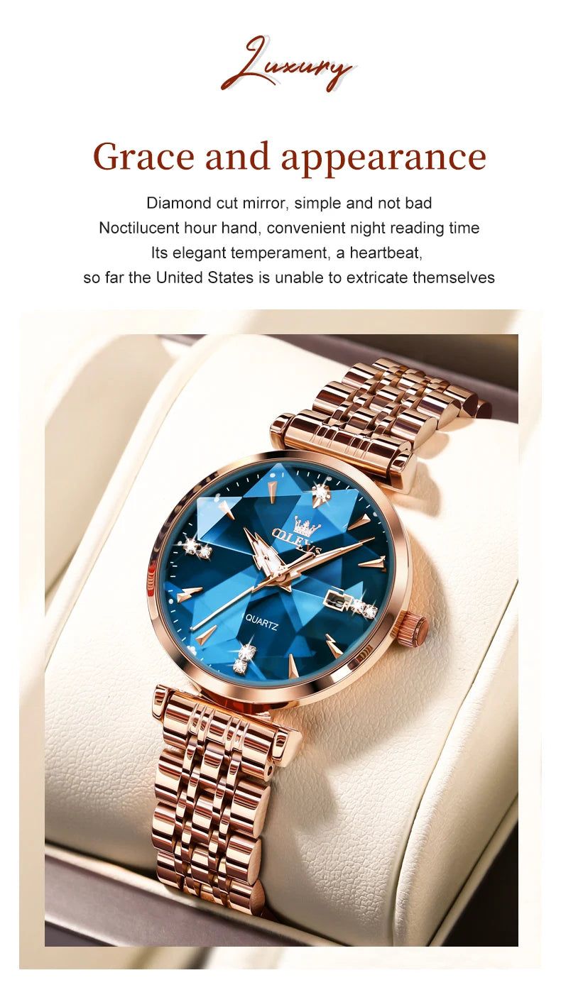 OLEVS Montre Femme Fashion Élégante — Quartz, Acier Inoxydable, Étanche, Date