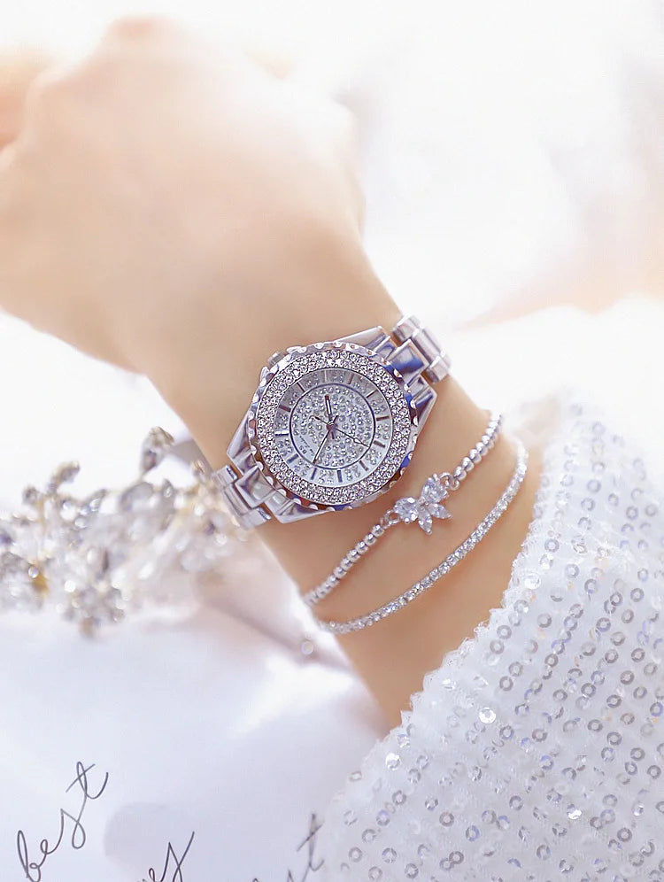 Montre Femme Or Bracelet Luxe Quartz 2025 — Acier Complet, Élégante, Top Marque
